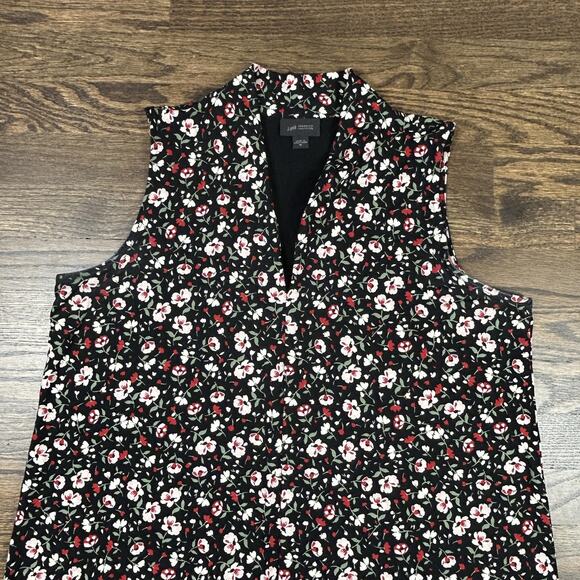 J Jill Wearever Collection Dress Womens Medium Black Floral Sleeveless Midi - Picture 3 of 12